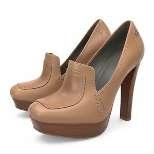 Calvin Klein Collection Tan Penny Loafer Heels - Size 6